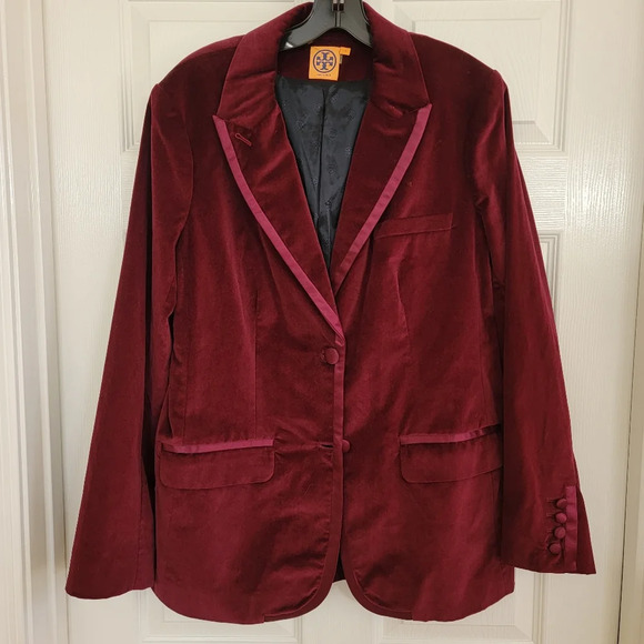 Tory Burch Burgundy Velvet Blazer - Picture 1 of 5